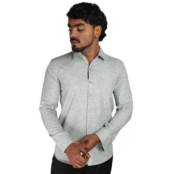Green_Cotton_Blend_Slim_Fit_Casual_Shirt_Solid_Khadi_Full_Sleeve_For_Men