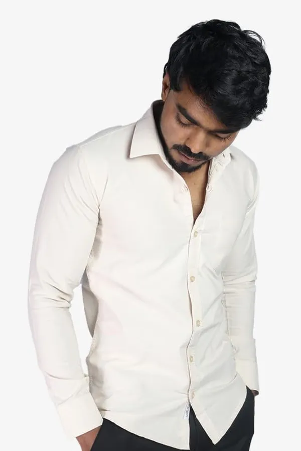 Cream_Cotton_Blend_Slim_Fit_Casual_Shirt_Solid_Oxward_Full_Sleeve_For_Men