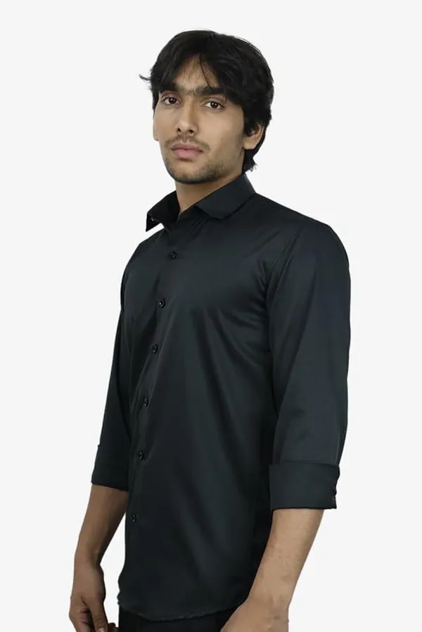 Black_Satin_Slim_Fit_Casual_Shirt_Solid_Silk_Full_Sleeve_For_Men