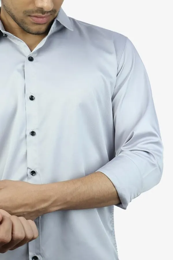 Light_Grey_Satin_Slim_Fit_Casual_Shirt_Solid_Silk_Full_Sleeve_For_Men