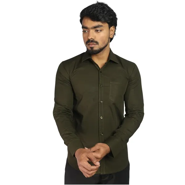Mehandi_Green_Cotton_Blend_Slim_Fit_Casual_Shirt_Solid_Linen_Full_Sleeve_For_Men