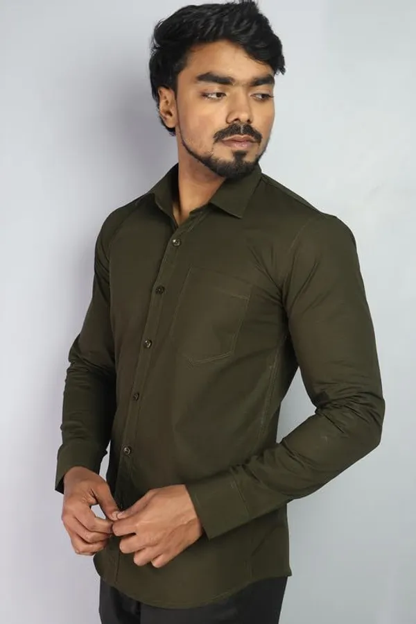 Mehandi_Green_Cotton_Blend_Slim_Fit_Casual_Shirt_Solid_Linen_Full_Sleeve_For_Men