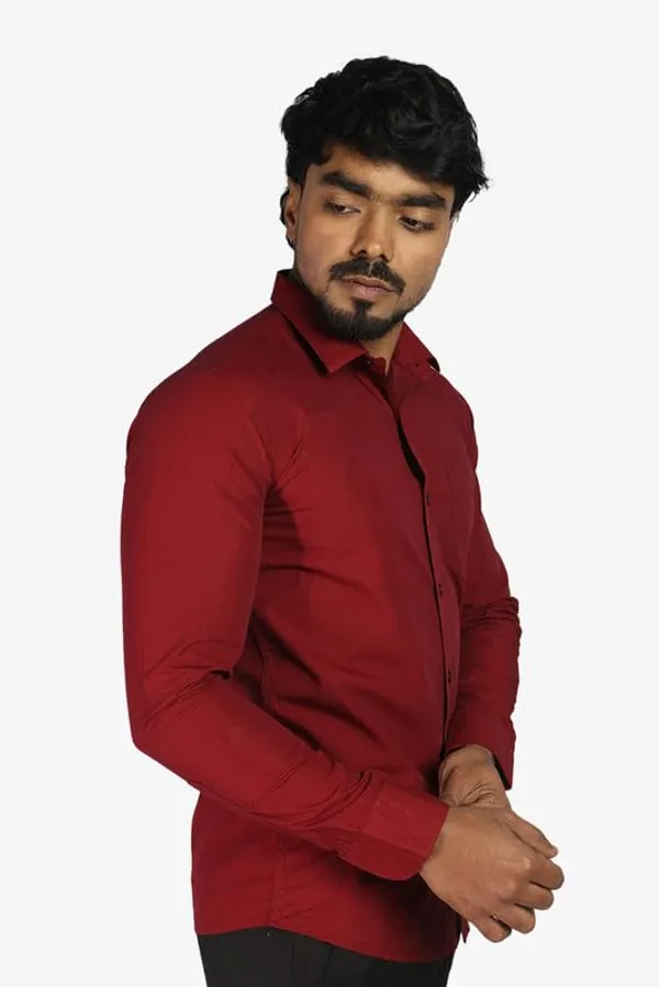 Maroon_Cotton_Blend_Slim_Fit_Casual_Shirt_Solid_Filafil_Full_Sleeve_For_Men