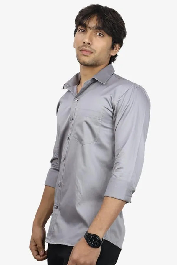 Dark_Grey_Cotton_Blend_Slim_Fit_Casual_Shirt_Solid_Satin_Full_Sleeve_For_Men