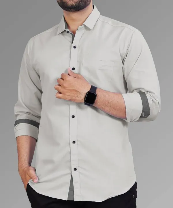 Light_Grey_Cotton_Blend_Slim_Fit_Casual_Shirt_Solid_Cotton_Full_Sleeve_For_Men