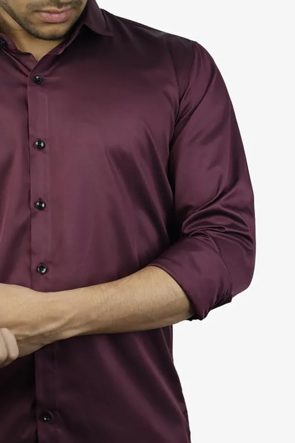 Wine_Satin_Slim_Fit_Casual_Shirt_Solid_Silk_Full_Sleeve_For_Men