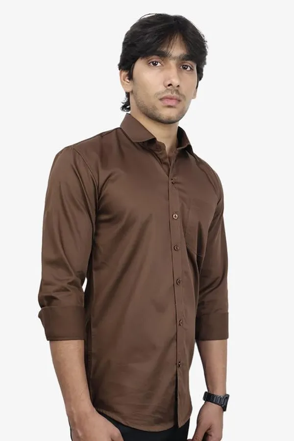 Coffee_Brown_Cotton_Blend_Slim_Fit_Casual_Shirt_Solid_Satin_Full_Sleeve_For_Men