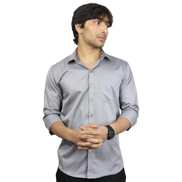 Dark_Grey_Cotton_Blend_Slim_Fit_Casual_Shirt_Solid_Satin_Full_Sleeve_For_Men