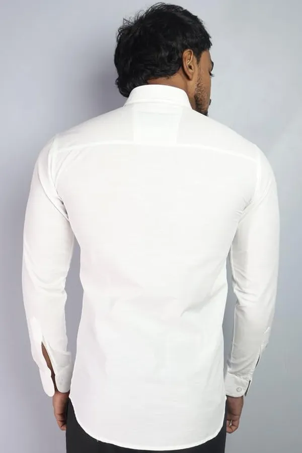 White_Cotton_Blend_Slim_Fit_Casual_Shirt_Solid_Linen_Full_Sleeve_For_Men