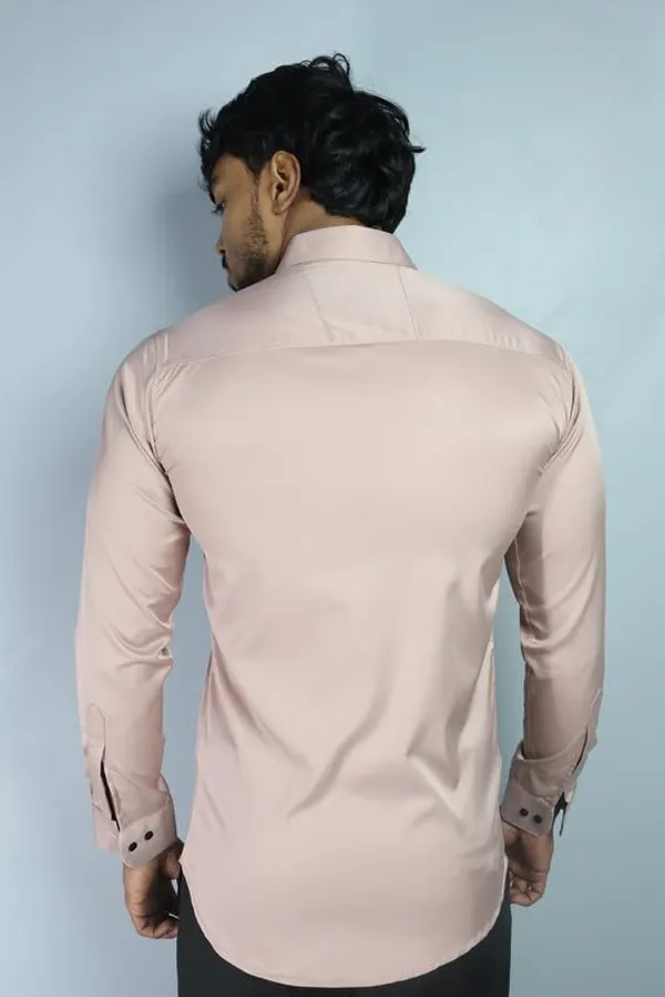 Peach_Satin_Slim_Fit_Casual_Shirt_Solid_Silk_Full_Sleeve_For_Men