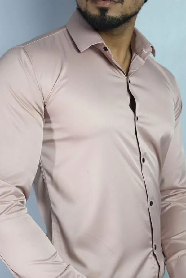 Peach_Satin_Slim_Fit_Casual_Shirt_Solid_Silk_Full_Sleeve_For_Men