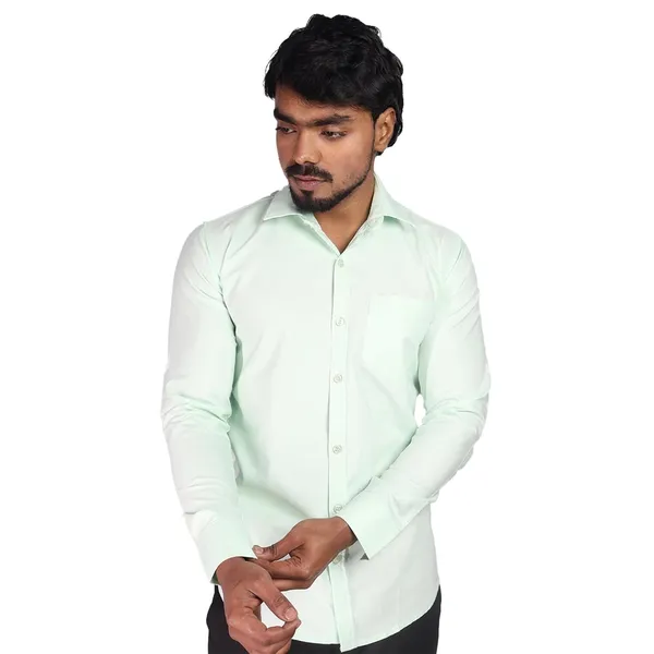 Green_Cotton_Blend_Slim_Fit_Casual_Shirt_Solid_Oxward_Full_Sleeve_For_Men