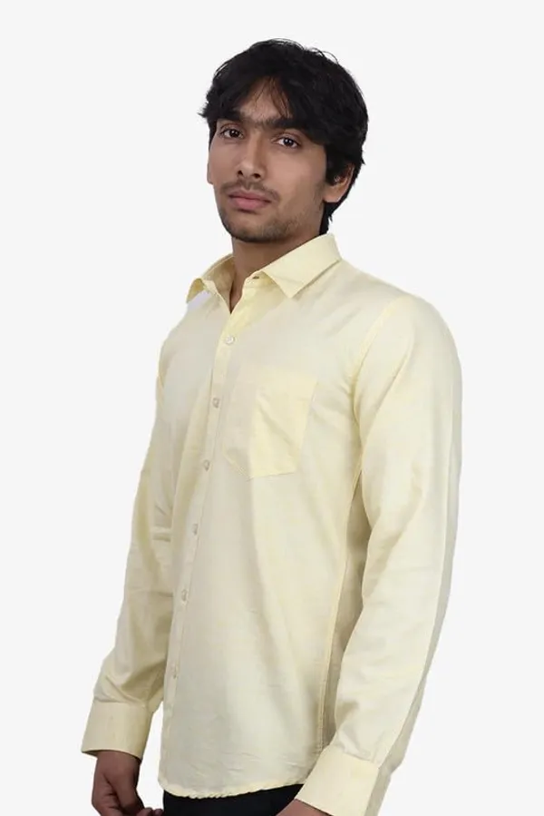 Lemon_Cotton_Blend_Slim_Fit_Casual_Shirt_Solid_Khadi_Full_Sleeve_For_Men