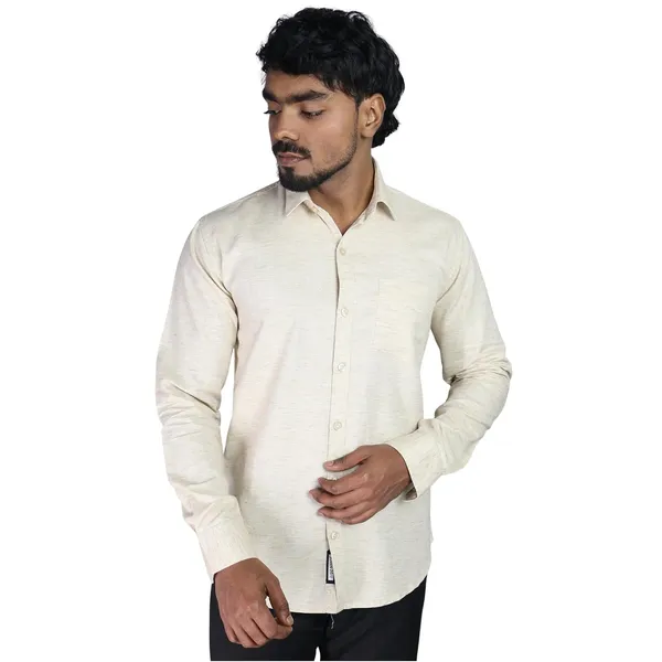Cream_Cotton_Blend_Slim_Fit_Casual_Shirt_Solid_Khadi_Full_Sleeve_For_Men