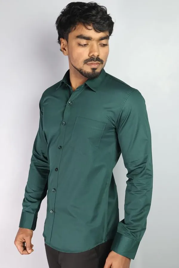 Olive_Green_Cotton_Blend_Slim_Fit_Casual_Shirt_Solid_Satin_Full_Sleeve_For_Men