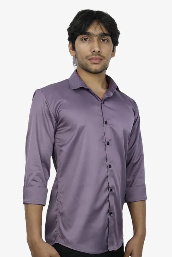 Lavender_Satin_Slim_Fit_Casual_Shirt_Solid_Silk_Full_Sleeve_For_Men