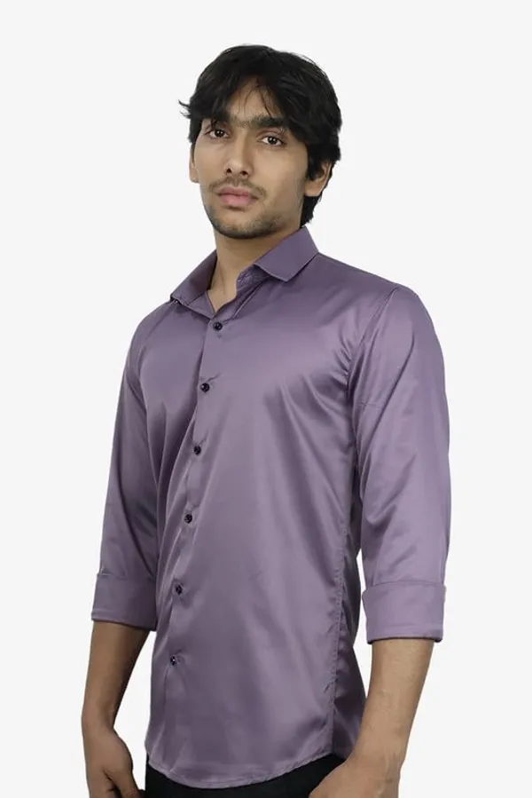 Lavender_Satin_Slim_Fit_Casual_Shirt_Solid_Silk_Full_Sleeve_For_Men