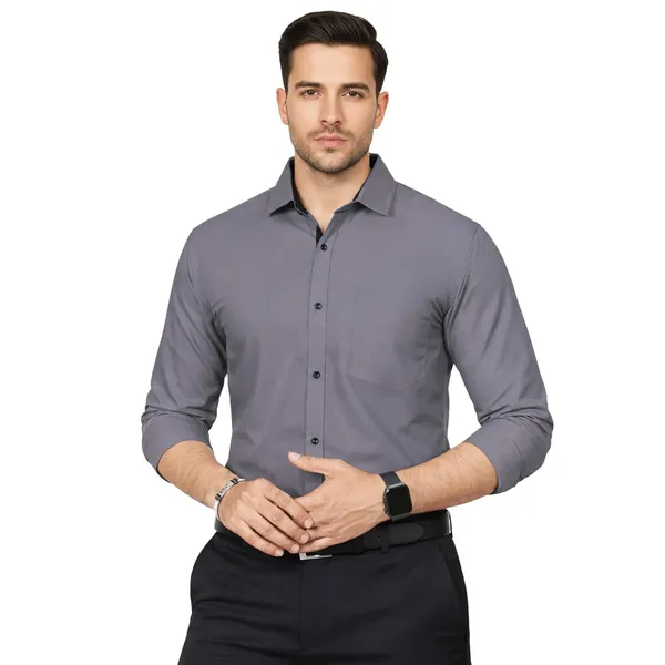 Dark_Grey_Cotton_Blend_Slim_Fit_Casual_Shirt_Solid_Cotton_Full_Sleeve_For_Men