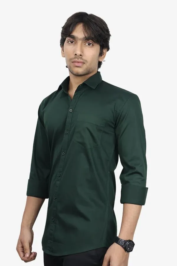 Dark_Green_Cotton_Blend_Slim_Fit_Casual_Shirt_Solid_Twill_Full_Sleeve_For_Men
