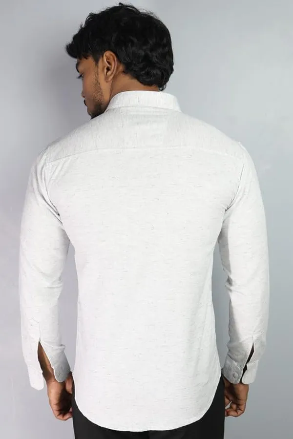 Light_Grey_Cotton_Blend_Slim_Fit_Casual_Shirt_Solid_Khadi_Full_Sleeve_For_Men