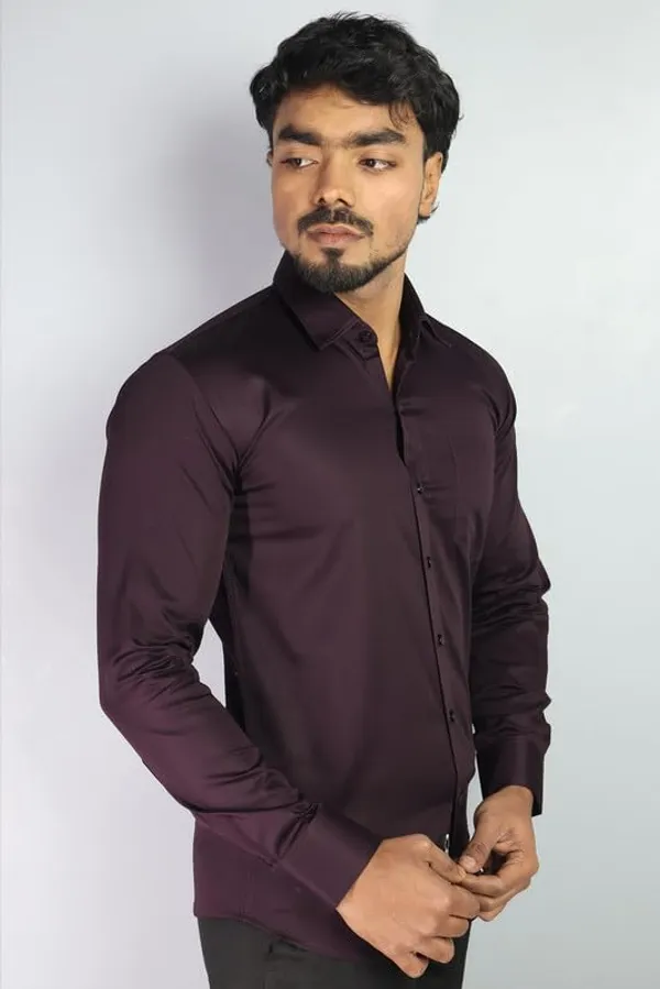 Wine_Cotton_Blend_Slim_Fit_Casual_Shirt_Solid_Satin_Full_Sleeve_For_Men