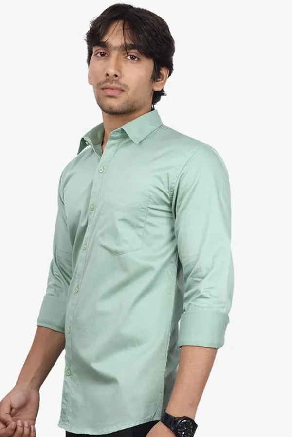 Pastel_Green_Cotton_Blend_Slim_Fit_Casual_Shirt_Solid_Twill_Full_Sleeve_For_Men