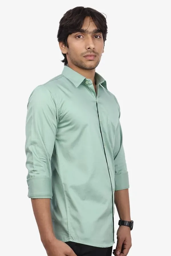 Pastel_Green_Cotton_Blend_Slim_Fit_Casual_Shirt_Solid_Twill_Full_Sleeve_For_Men