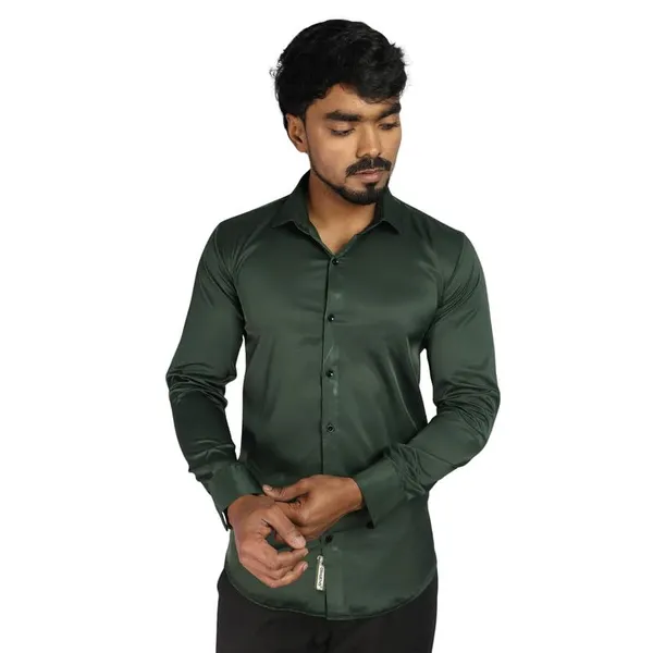 Dark_Green_Satin_Slim_Fit_Casual_Shirt_Solid_Silk_Full_Sleeve_For_Men