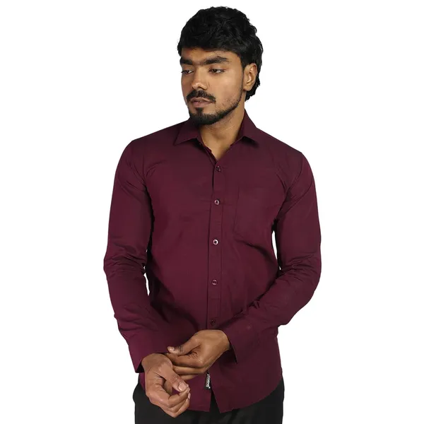 Wine_Cotton_Blend_Slim_Fit_Casual_Shirt_Solid_Filafil_Full_Sleeve_For_Men