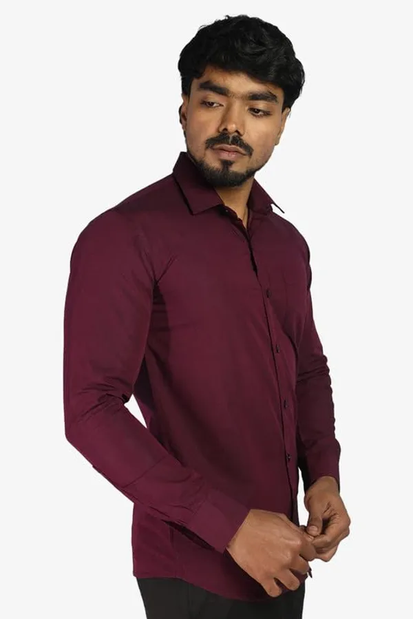 Wine_Cotton_Blend_Slim_Fit_Casual_Shirt_Solid_Filafil_Full_Sleeve_For_Men