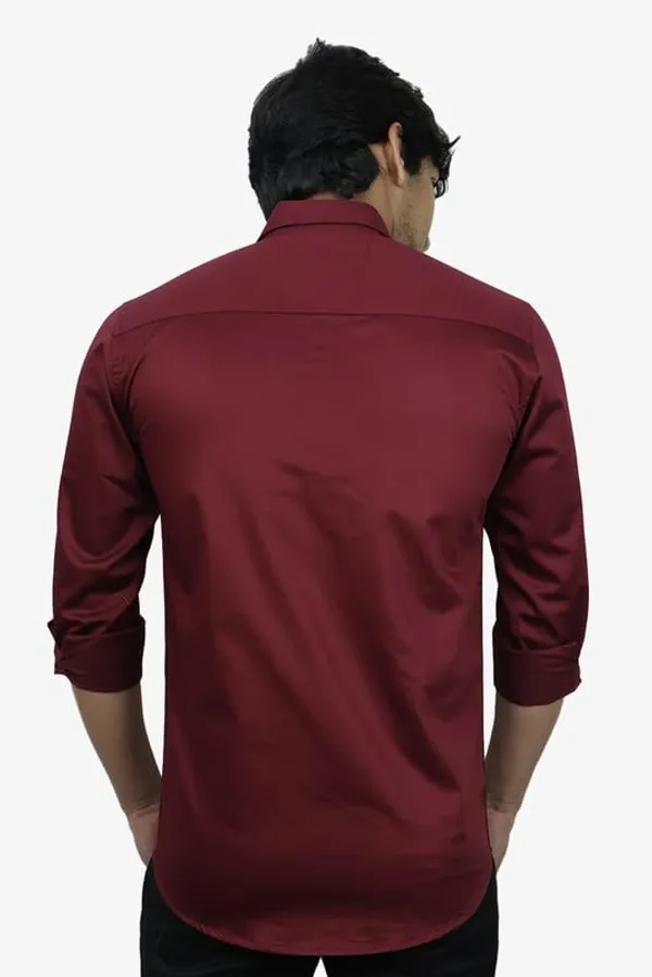 Maroon_Cotton_Blend_Slim_Fit_Casual_Shirt_Solid_Satin_Full_Sleeve_For_Men