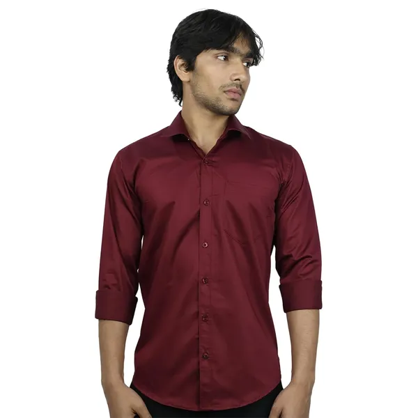 Maroon_Cotton_Blend_Slim_Fit_Casual_Shirt_Solid_Satin_Full_Sleeve_For_Men