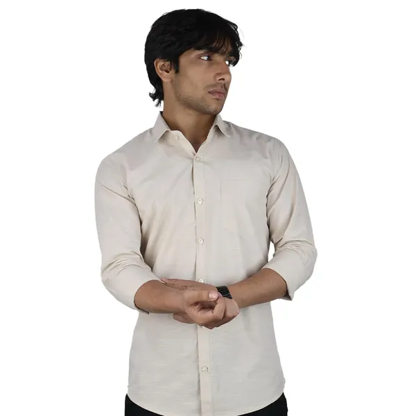 Cream_Cotton_Blend_Slim_Fit_Casual_Shirt_Solid_Linen_Full_Sleeve_For_Men