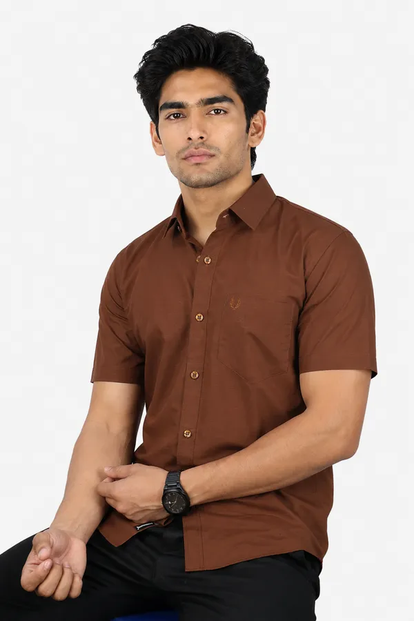 LINPH_CHOCOLATE_BROWN_|_SLIM_FIT_PREMIUM_POLO_NECK_CASUAL_SHIRT_|_ORIGENS