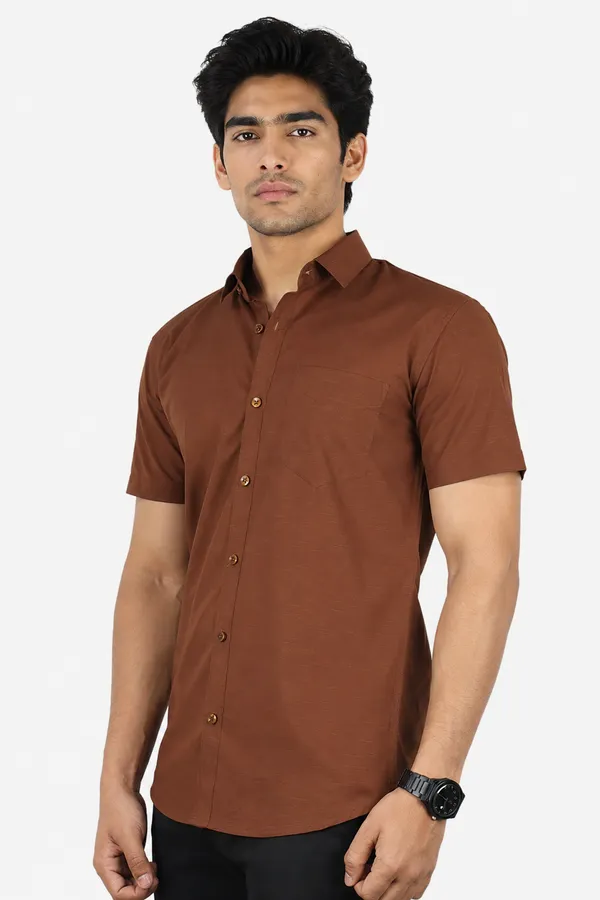 LINPH_CHOCOLATE_BROWN_|_SLIM_FIT_PREMIUM_POLO_NECK_CASUAL_SHIRT_|_ORIGENS