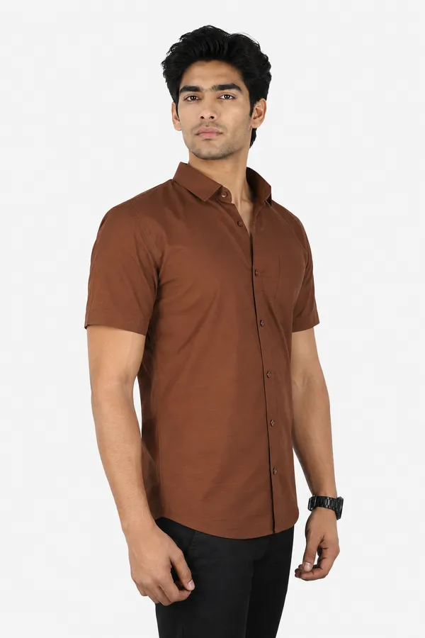 LINPH_CHOCOLATE_BROWN_|_SLIM_FIT_PREMIUM_POLO_NECK_CASUAL_SHIRT_|_ORIGENS