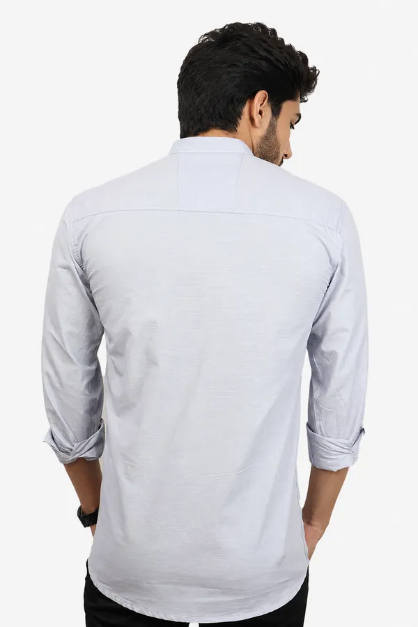 Grey_Cotton_Blend_Slim_Fit_Short_Kurta_Solid_Linen_Kurta_Mandarin_Collar_Full_Sleeve_For_Men