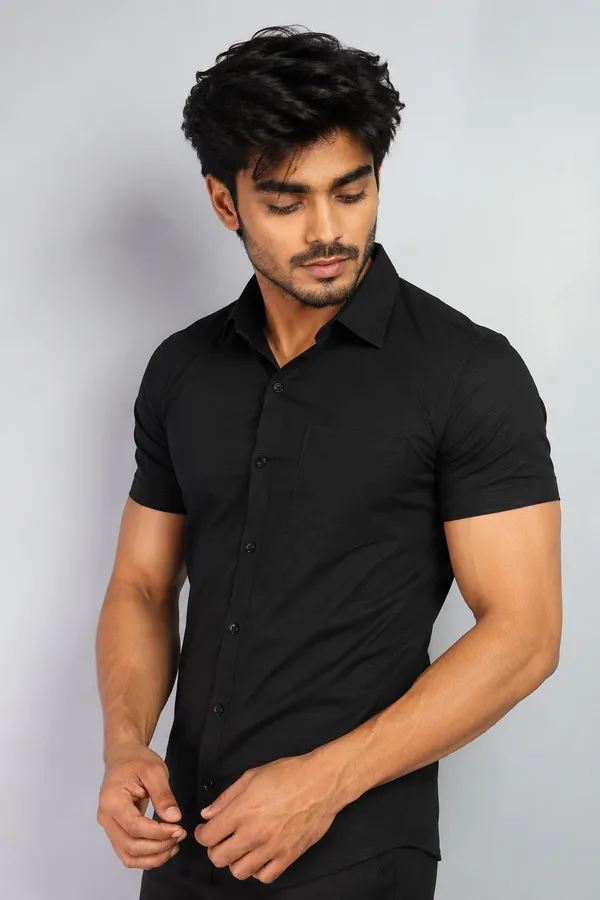LINPH_BLACK_|_SLIM_FIT_PREMIUM_POLO_NECK_CASUAL_SHIRT_|_ORIGENS