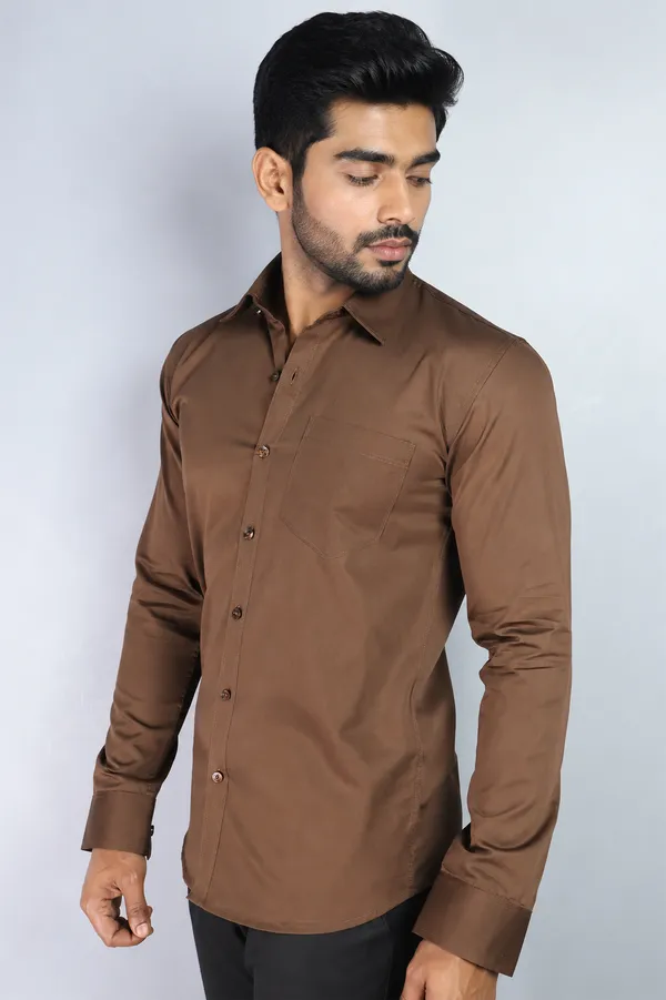 Coffee_Brown_Cotton_Blend_Slim_Fit_Casual_Shirt_Solid_Satin_Full_Sleeve_For_Men