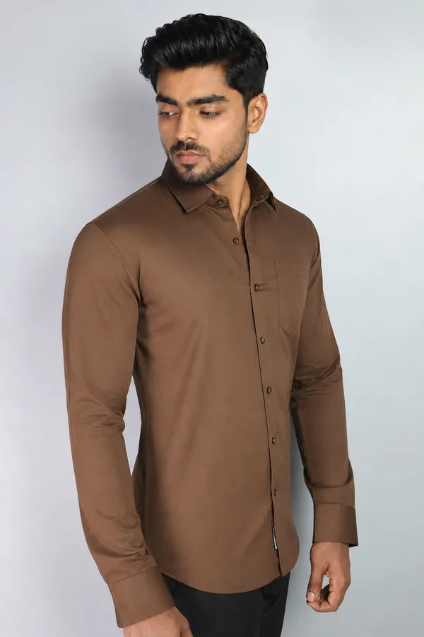 Coffee_Brown_Cotton_Blend_Slim_Fit_Casual_Shirt_Solid_Satin_Full_Sleeve_For_Men