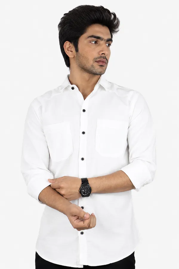 White_Cotton_Blend_Slim_Fit_Casual_Shirt_Solid_Rfd_Full_Sleeve_For_Men