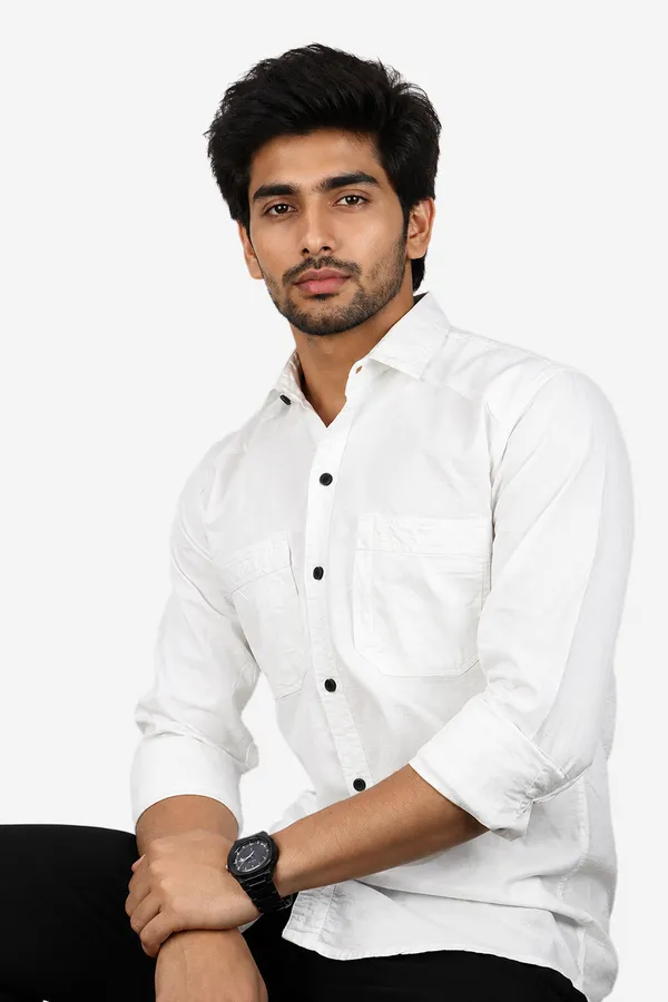White_Cotton_Blend_Slim_Fit_Casual_Shirt_Solid_Rfd_Full_Sleeve_For_Men