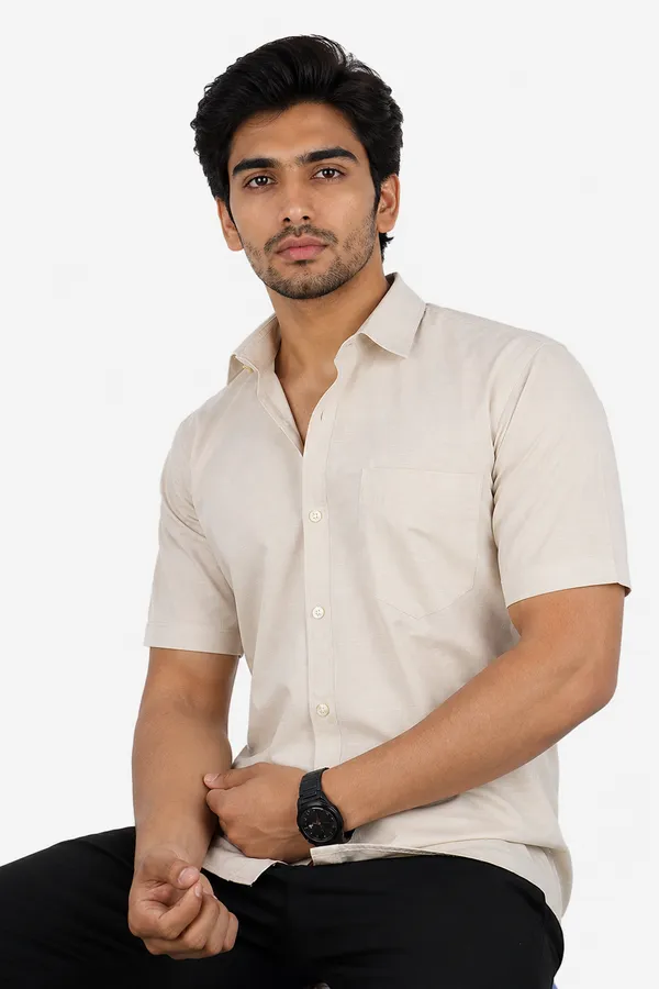 LINPH_CREAM_|_SLIM_FIT_PREMIUM_POLO_NECK_CASUAL_SHIRT_|_ORIGENS