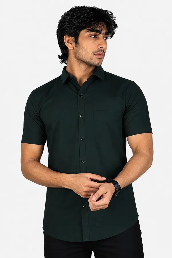 LINPH_BOTTLE_GREEN_|_SLIM_FIT_PREMIUM_POLO_NECK_CASUAL_SHIRT_|_ORIGENS