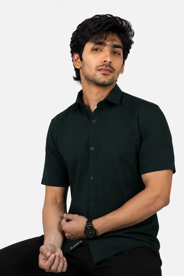 LINPH_BOTTLE_GREEN_|_SLIM_FIT_PREMIUM_POLO_NECK_CASUAL_SHIRT_|_ORIGENS