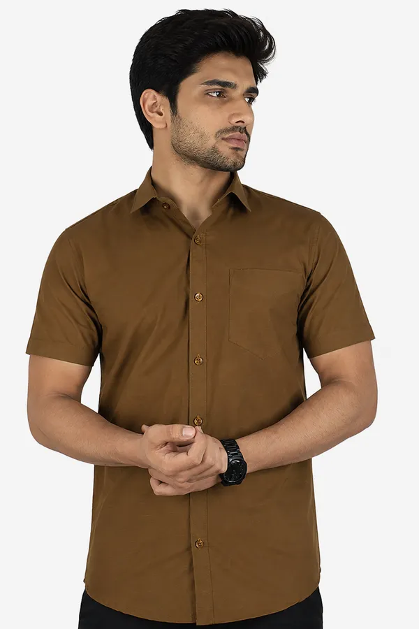 LINPH_COFFEE_BROWN_|_SLIM_FIT_PREMIUM_POLO_NECK_CASUAL_SHIRT_|_ORIGENS