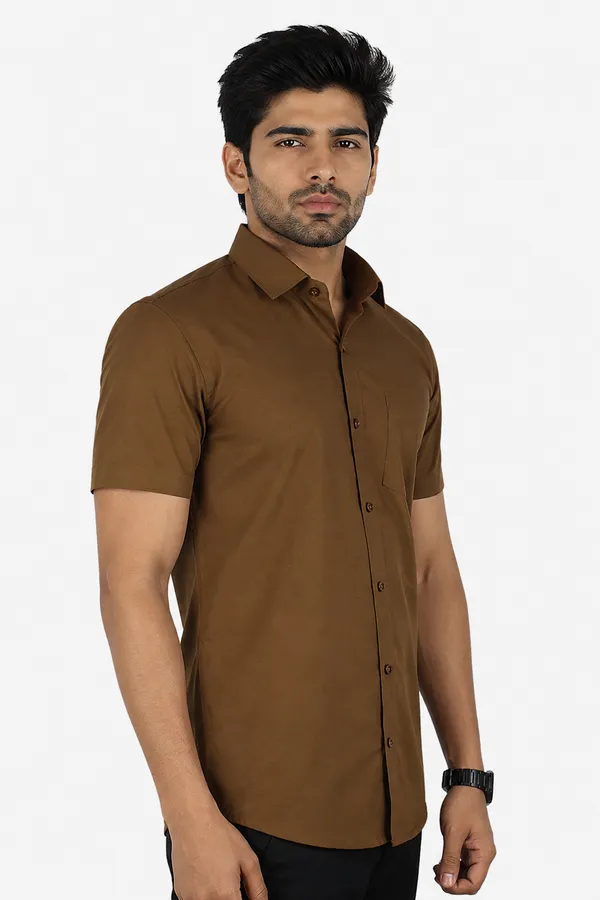 LINPH_COFFEE_BROWN_|_SLIM_FIT_PREMIUM_POLO_NECK_CASUAL_SHIRT_|_ORIGENS