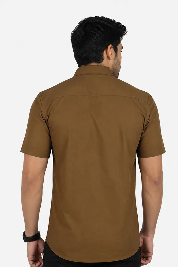 LINPH_COFFEE_BROWN_|_SLIM_FIT_PREMIUM_POLO_NECK_CASUAL_SHIRT_|_ORIGENS
