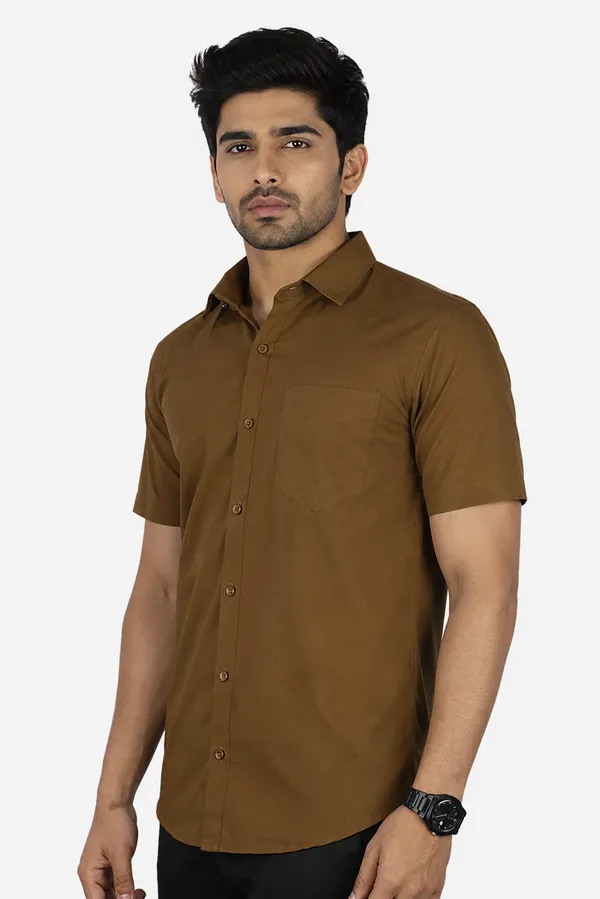 LINPH_COFFEE_BROWN_|_SLIM_FIT_PREMIUM_POLO_NECK_CASUAL_SHIRT_|_ORIGENS