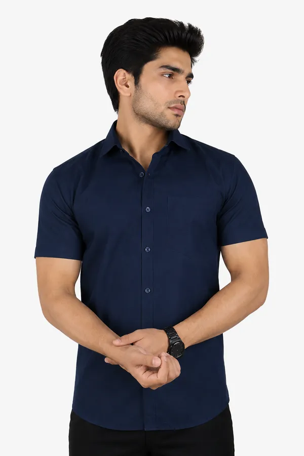 LINPH_NAVI_BLUE_|_SLIM_FIT_PREMIUM_POLO_NECK_CASUAL_SHIRT_|_ORIGENS